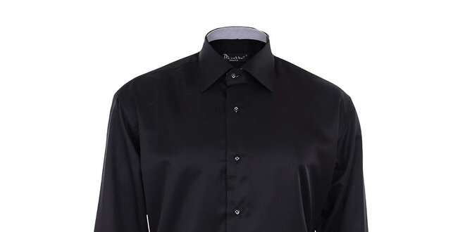 Pánska čierna košeľa s kontrastnou légou Dicotto