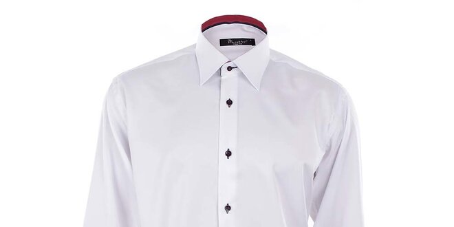 Pánska biela košeľa s červeným podšitým golierom Dicotto
