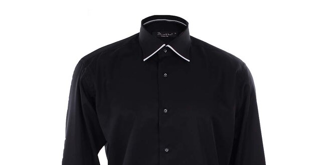 Pánska čierna košeľa s bielymi lemami Dicotto