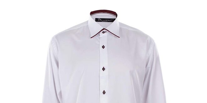 Pánska biela košeľa s vínovými lemami Dicotto