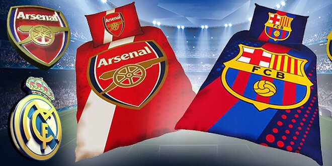 Posteľné prádlo - Barcelona, Arsenal, Real Madrid a Liverpool