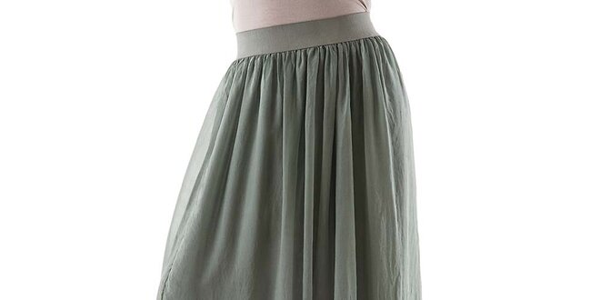 Dámska dlhá zelená hodvábna sukňa Keysha