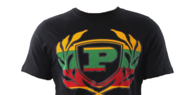 Pánske čierne tričko s farebným znakom Phat Farm
