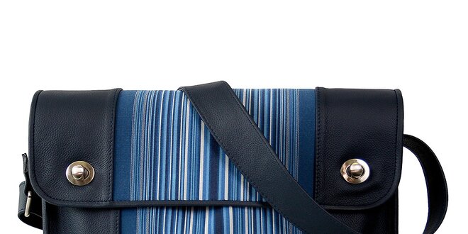 Unisex kožená obdĺžniková taška s modrými pruhmi Jahn for Jahn