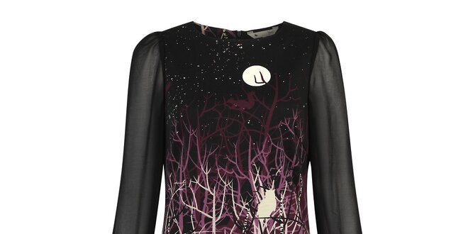 Dámske šaty s fialovým lesným motívom Yumi