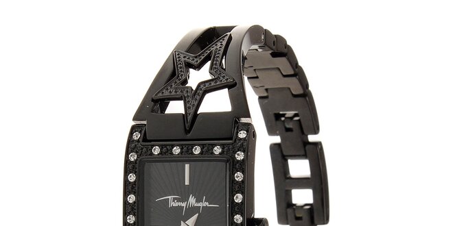 Dámske čierne oceľové hodinky Thierry Mugler