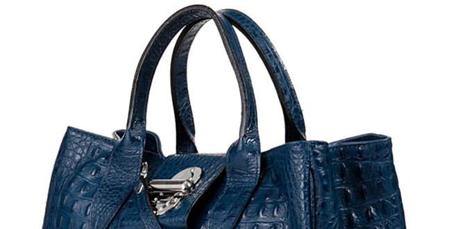 Dámska modrá kabelka s krokodýlim vzorom Giulia