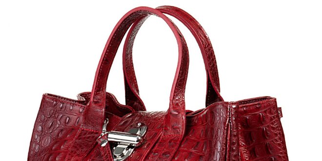 Dámska červená kabelka s krokodýlim vzorom Giulia