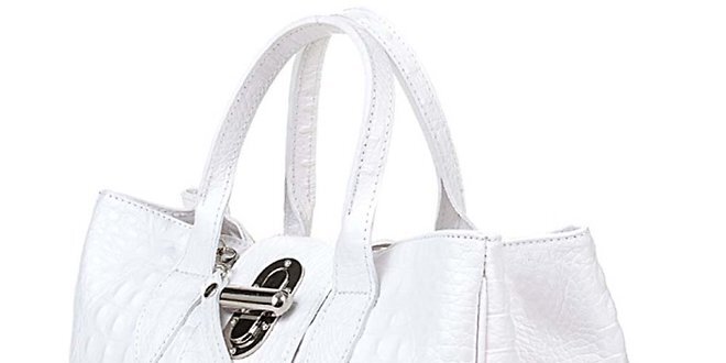 Dámska biela kabelka s krokodýlim vzorom Giulia