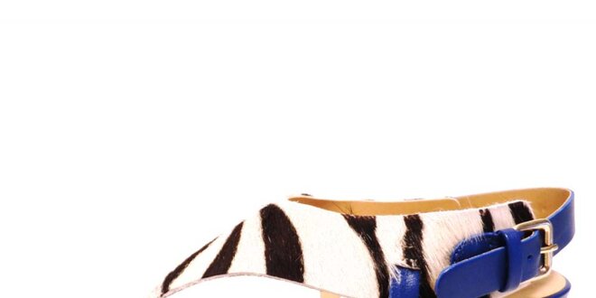 Dámske modré sandálky so zebrím motívom Via Uno