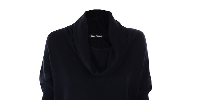 Dámsky čierny sveter s voľným rolákom Nice Tricot
