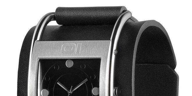 Pánske čierne náramkové hodinky s hranatým ciferníkom The One