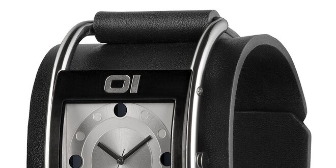 Pánske čierne náramkové hodinky so strieborným ciferníkom The One