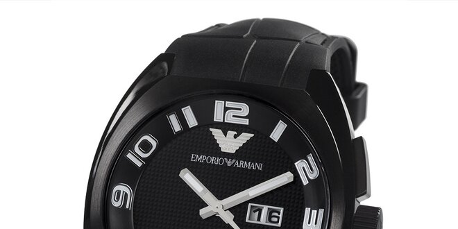 Pánske čierne hodinky s dátumovkou Emporio Armani