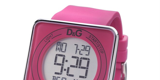 Dámske ružové digitálne hodinky s hranatým ciferníkom Dolce & Gabbana