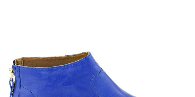 Dámske nebesky modré kožené členkové topánky na zips Eye
