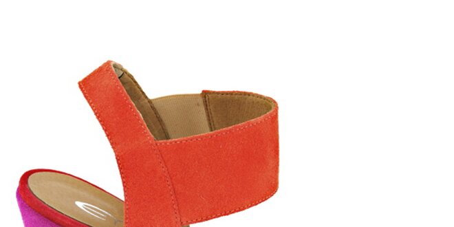 Dámske červeno-fuchsiové sandálky na platforme Eye