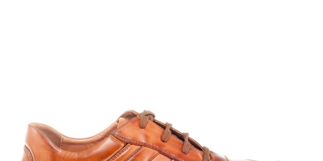 Pánske koňakovo hnedé šnurovacie topánky Quattrocento