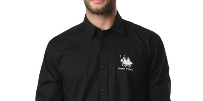 Pánska čierna košeľa s dlhým rukávom Frank Ferry
