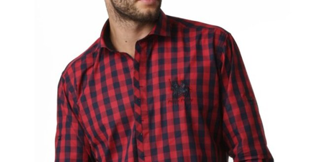Pánska červeno-modrá kockovaná košeľa Frank Ferry
