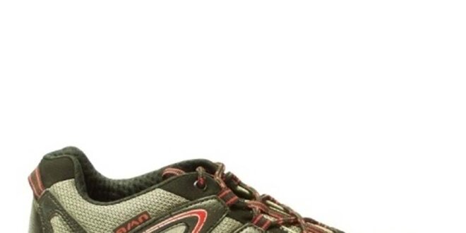 Pánske šedo-červené športové nízke topánky Numero Uno