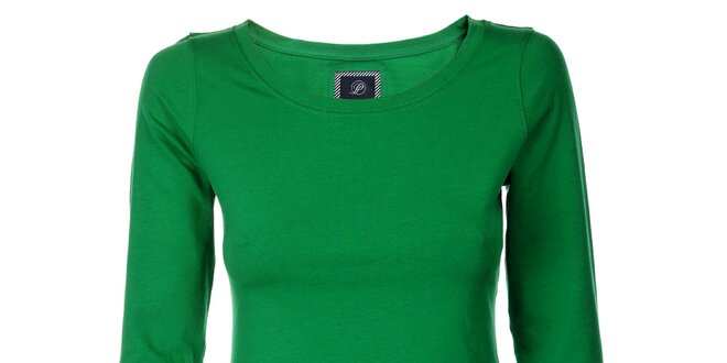 Dámske trávovo zelené bavlnené tričko Pietro Filipi s dlhým rukávom