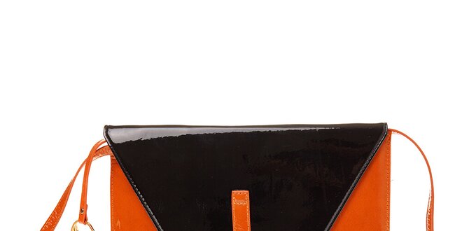 Dámska oranžovo-čierna lakovaná kabelka Pietro Filipi