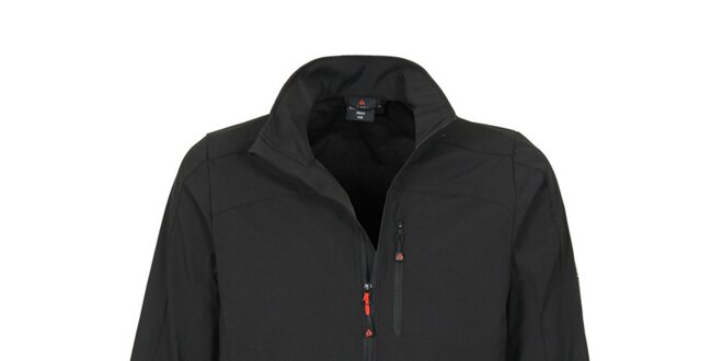 Pánska čierna softshellová bunda s červenými koncami zipsov Bergson