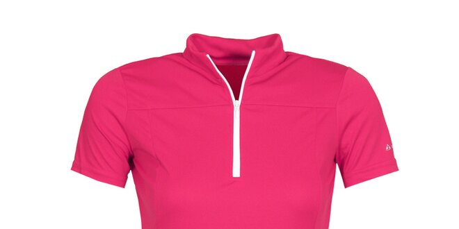 Dámske ružové cyklistické tričko so zipsom a roláčikom Bergson