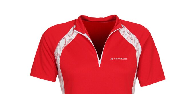 Dámske červené cyklistické tričko so zipsom Bergson