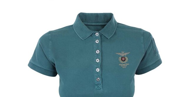 Dámske tyrkysové polo tričko s výšivkou Aeronautica Militare