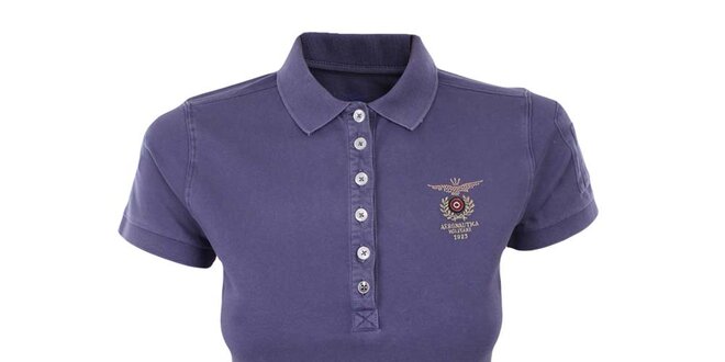 Dámske fialové polo tričko s výšivkou Aeronautica Militare