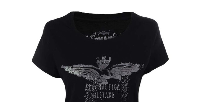 Dámske čierne tričko s motívom orla Aeronautica Militare