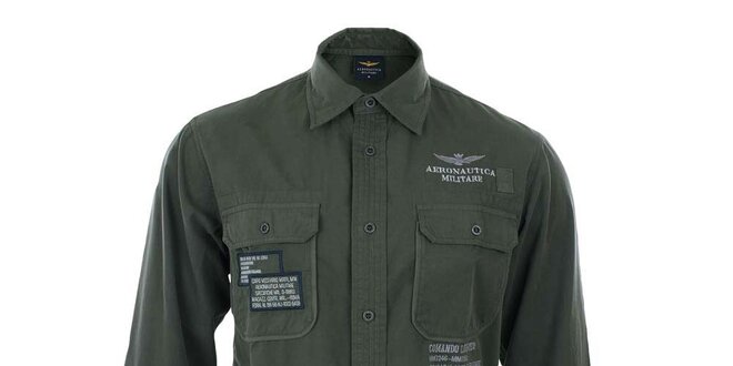 Pánska šedá košeľa s výšivkami Aeronautica Militare