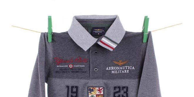 Detské šedé polo tričko Aeronautica Militare