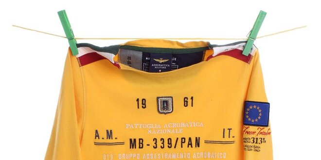 Detské žlté tričko s nápisom Aeronautica Militare
