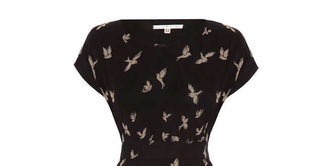 Dámske čierne šaty s vtáčikmi Uttam Boutique