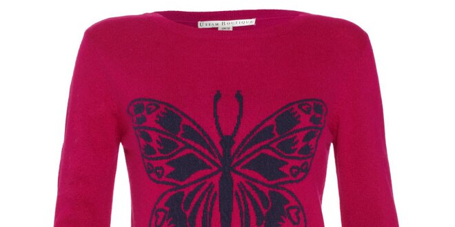 Dámsky malinový svetrík s motýlikom Uttam Boutique