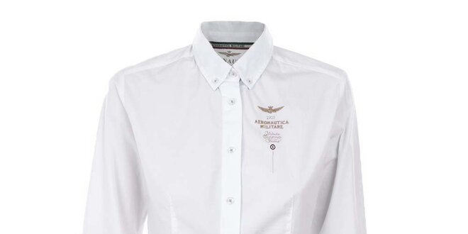 Dámska biela košeľa s výšivkou Aeronautica Militare