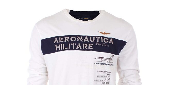 Pánske biele tričko s nápisom Aeronautica Militare