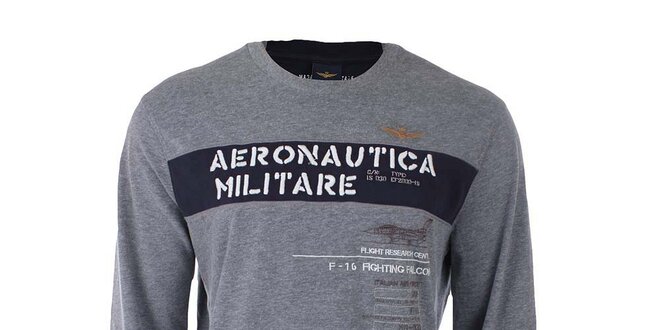 Pánske šedé tričko s nápisom Aeronautica Militare
