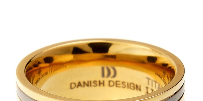 Dámsky titanový prsteň Danish Design so zlatými prúžkami