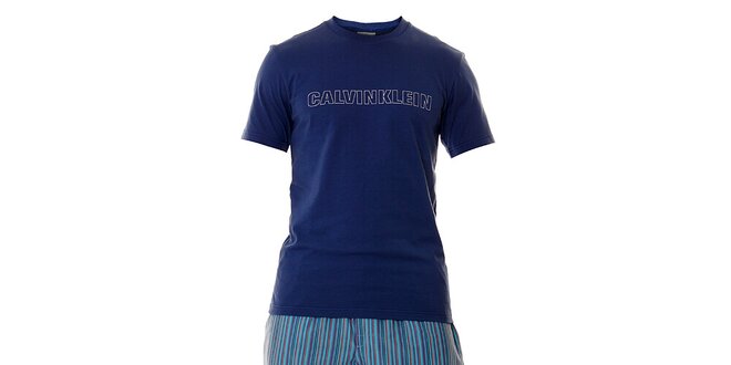 Pánske svetlo modré pyžamo Calvin Klein s dlhými nohavicami