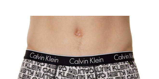 Pánske čierno-biele boxerky Calvin Klein s potlačou