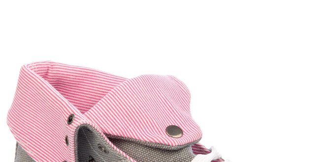 Dámske šedo-ružové textilné vyhrňovacie tenisky Keddo