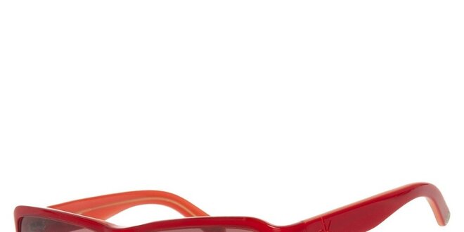 Dámske červené slnečné okuliare s mahagonovými sklami Calvin Klein