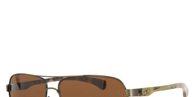 Pánske kovové slnečné okuliare s hnedými sklíčkami Calvin Klein Jeans
