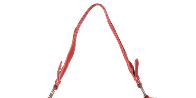 Dámska červená kabelka s vonkajšími zipsmi Marsanpiel
