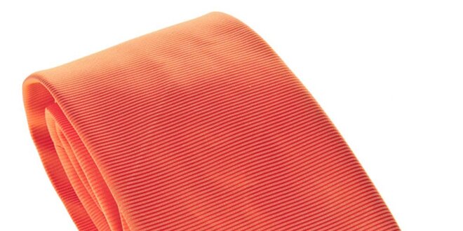 Pánska oranžová kravata s prúžkami Marsanpiel