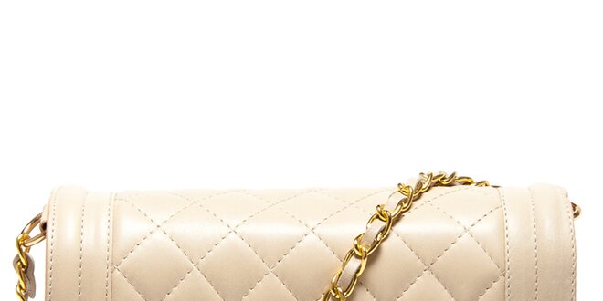Dámska béžová kabelka s retiazkovým popruhom Carla Ferreri